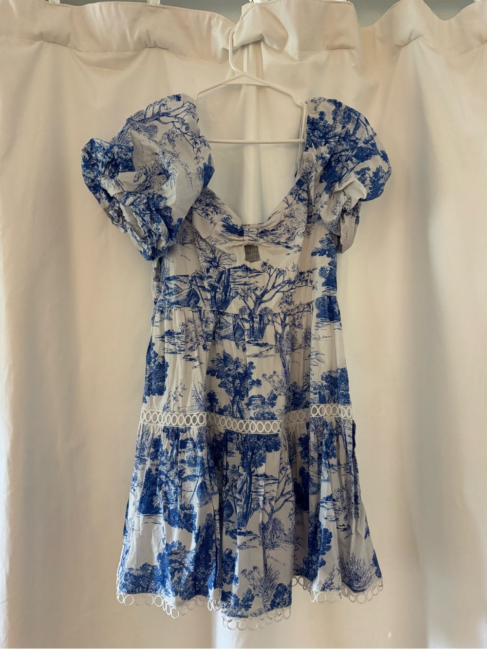 Aqua Blue and White Printed Sundress